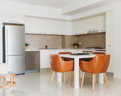 Open plan kitchen, dining areas